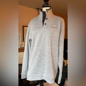 Eddie Bauer Size M Heather Grey Snap Quarter Pullover Outdoor Sweater Fleece Top